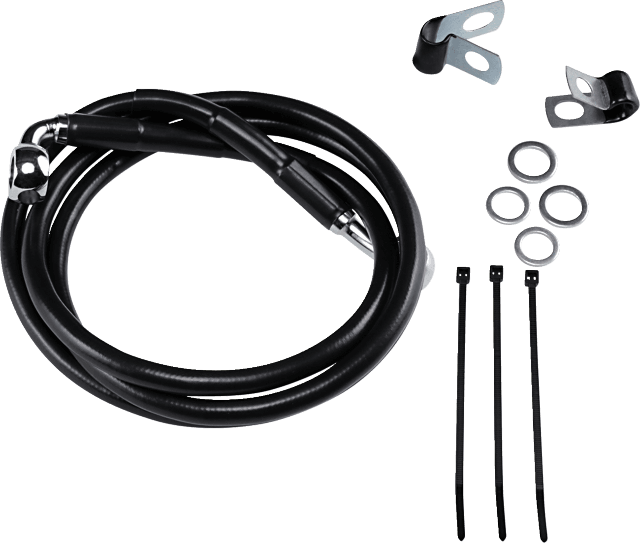 DRAG SPECIALTIES 1741-2552 Brake Line - Front - Black - +4"