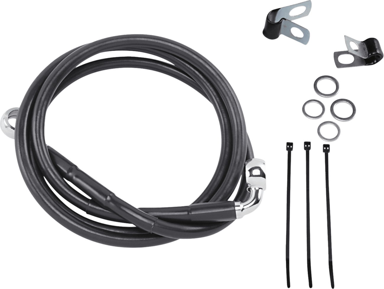 DRAG SPECIALTIES 1741-2553 Brake Line - Front - Black - +6"