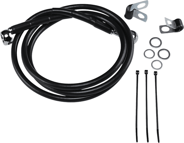 DRAG SPECIALTIES 1741-2555 Brake Line - Front - Black - +10"
