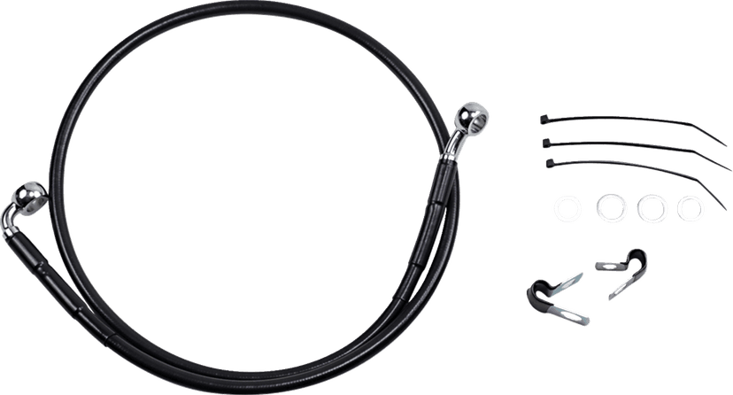 DRAG SPECIALTIES 1741-2556 Brake Line - Front (Upper) - Black