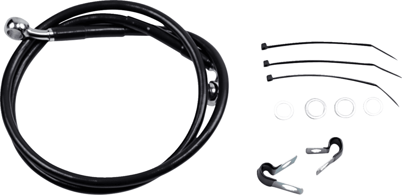 DRAG SPECIALTIES 1741-2557 Brake Line - Front - Black - +2" - FXD '00-'05
