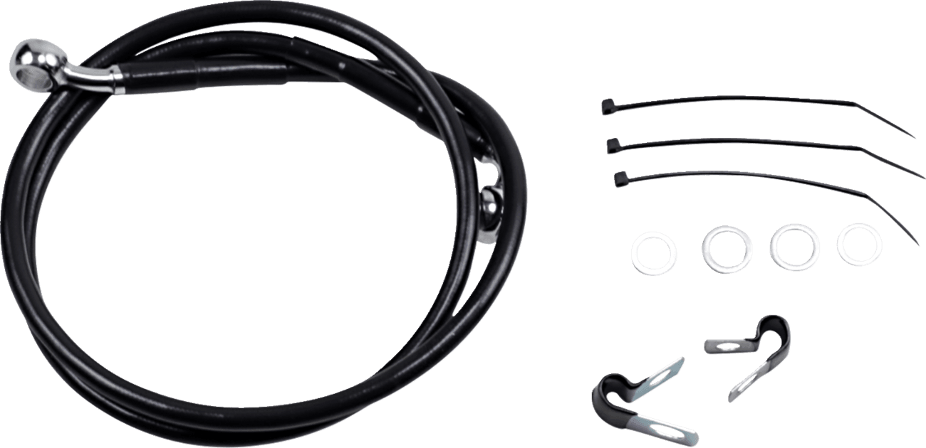 DRAG SPECIALTIES 1741-2557 Brake Line - Front - Black - +2" - FXD '00-'05