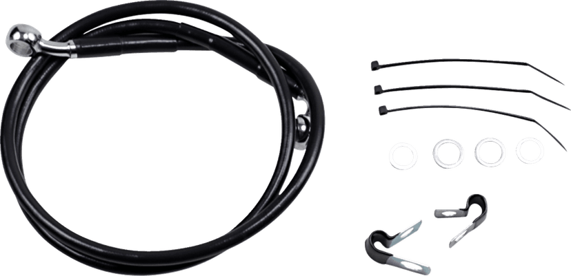 DRAG SPECIALTIES 1741-2557 Brake Line - Front - Black - +2" - FXD '00-'05