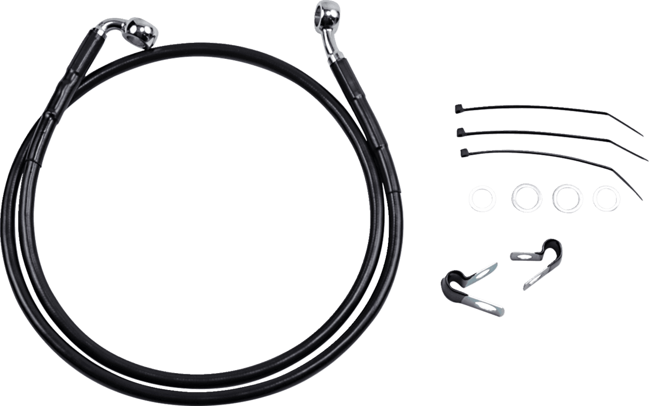 DRAG SPECIALTIES 1741-2558 Brake Line - Front - Black - +4" - FXD '00-'05