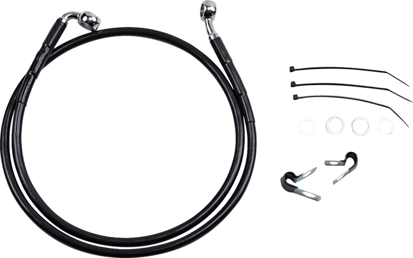 DRAG SPECIALTIES 1741-2558 Brake Line - Front - Black - +4" - FXD '00-'05