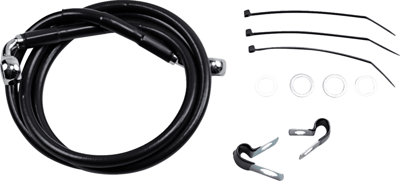DRAG SPECIALTIES 1741-2559 Brake Line - Front - Black - +6" - FXD '00-'05