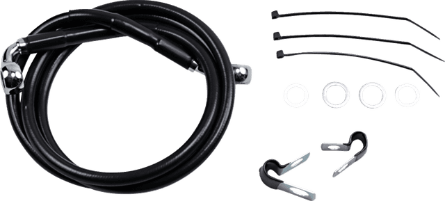 DRAG SPECIALTIES 1741-2559 Brake Line - Front - Black - +6" - FXD '00-'05