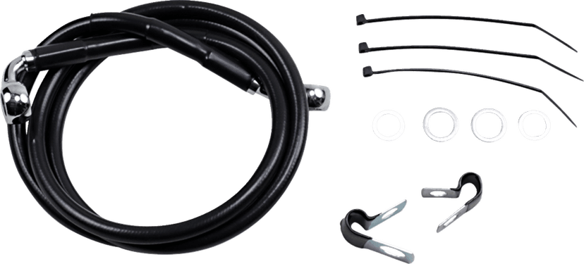 DRAG SPECIALTIES 1741-2559 Brake Line - Front - Black - +6" - FXD '00-'05