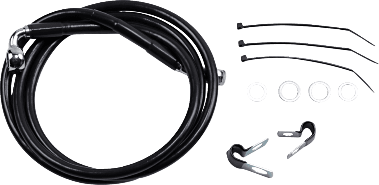 DRAG SPECIALTIES 1741-2561 Brake Line - Front - Black - +10" - FXD '00-'05