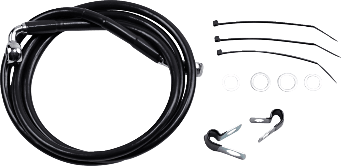 DRAG SPECIALTIES 1741-2561 Brake Line - Front - Black - +10" - FXD '00-'05