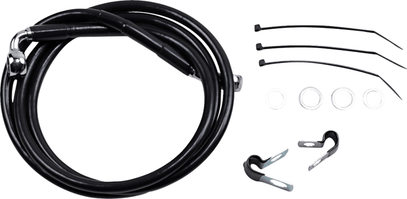DRAG SPECIALTIES 1741-2561 Brake Line - Front - Black - +10" - FXD '00-'05