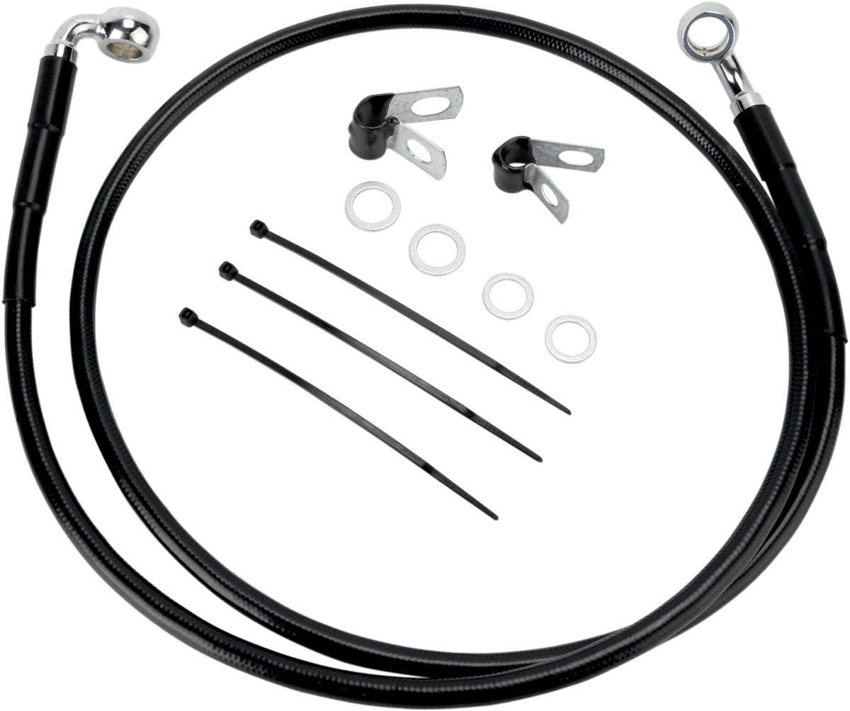 DRAG SPECIALTIES 1741-2572 Brake Line - Front - Black - +8"- FXDL '01-'05