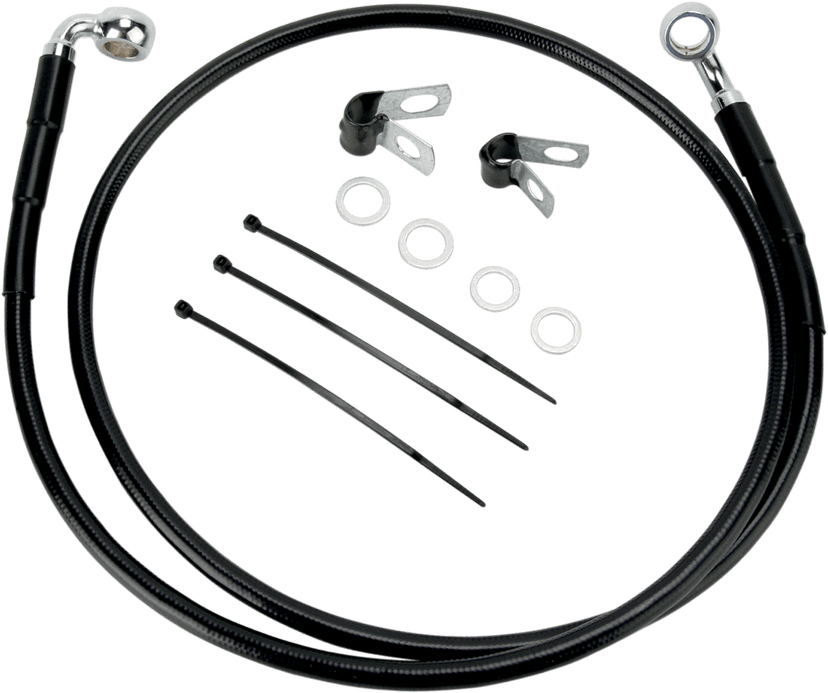 DRAG SPECIALTIES 1741-2572 Brake Line - Front - Black - +8"- FXDL '01-'05