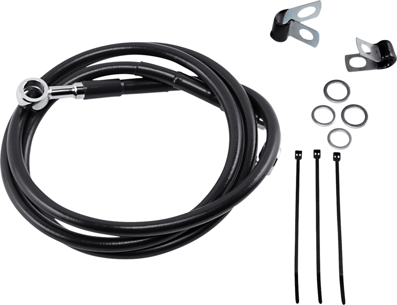 DRAG SPECIALTIES 1741-2582 Brake Line - Front - Black - +4"