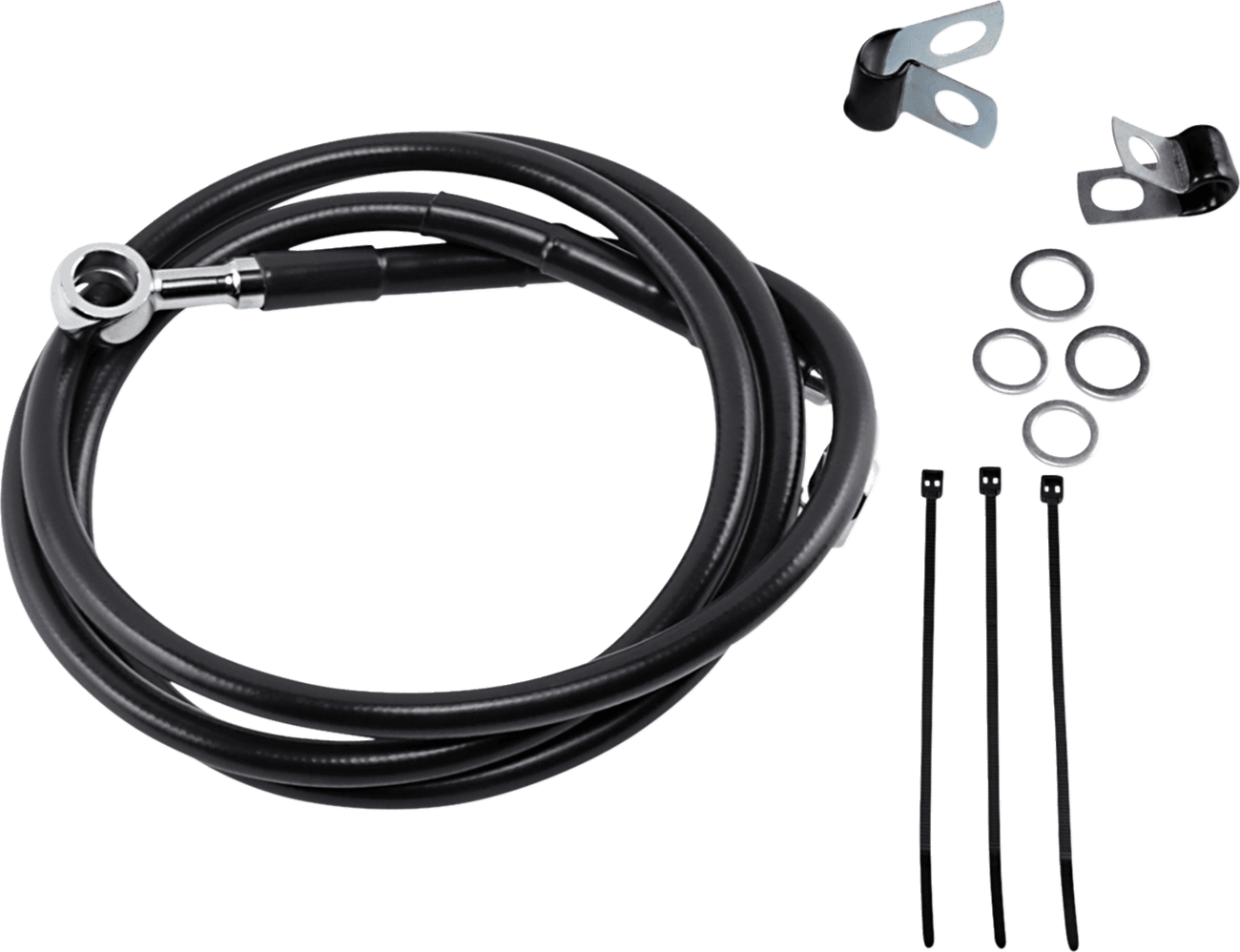 DRAG SPECIALTIES 1741-2582 Brake Line - Front - Black - +4"