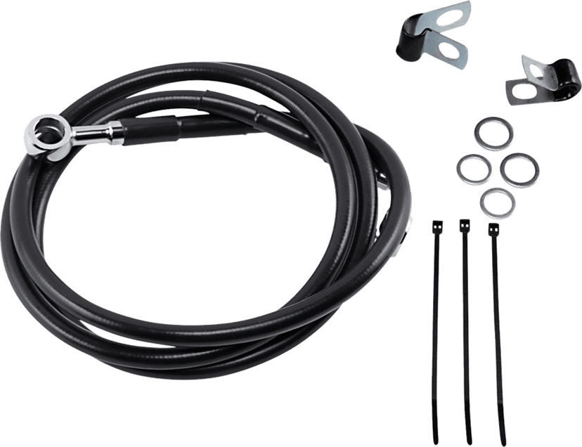 DRAG SPECIALTIES 1741-2582 Brake Line - Front - Black - +4"