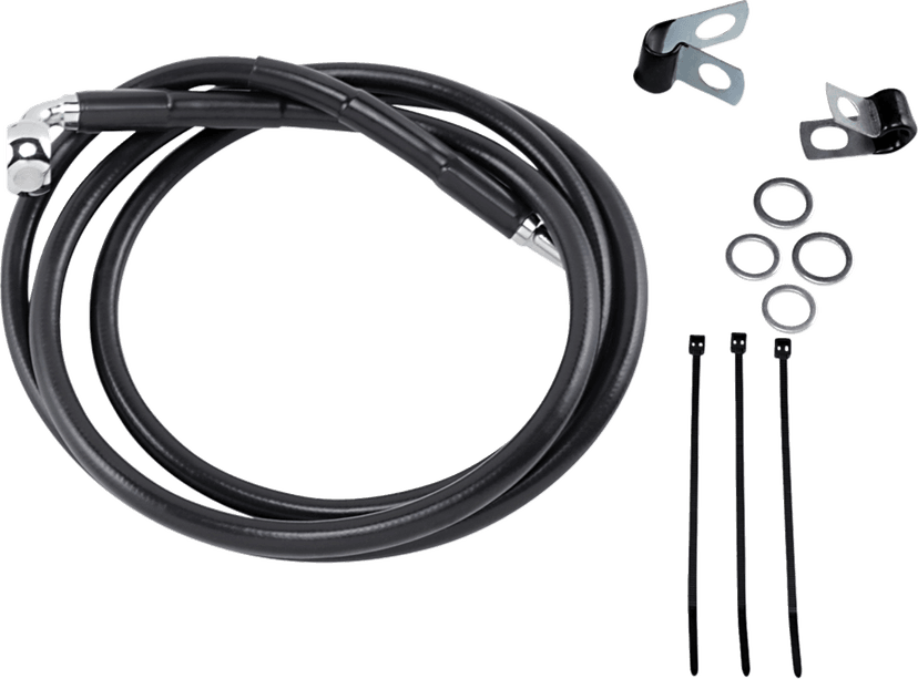 DRAG SPECIALTIES 1741-2583 Brake Line - Front - Black - +6"