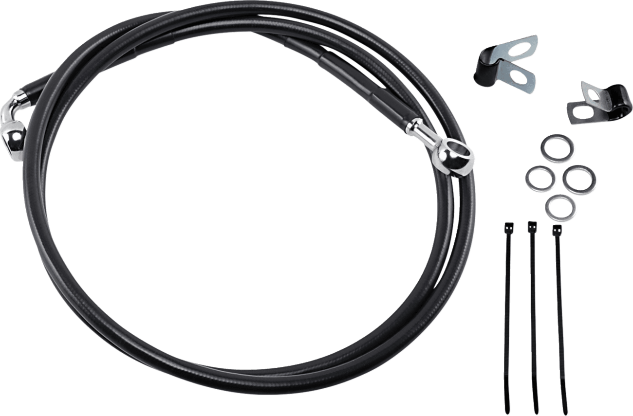 DRAG SPECIALTIES 1741-2584 Brake Line - Front - Black - +8"