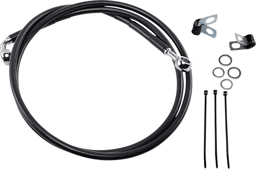DRAG SPECIALTIES 1741-2584 Brake Line - Front - Black - +8"
