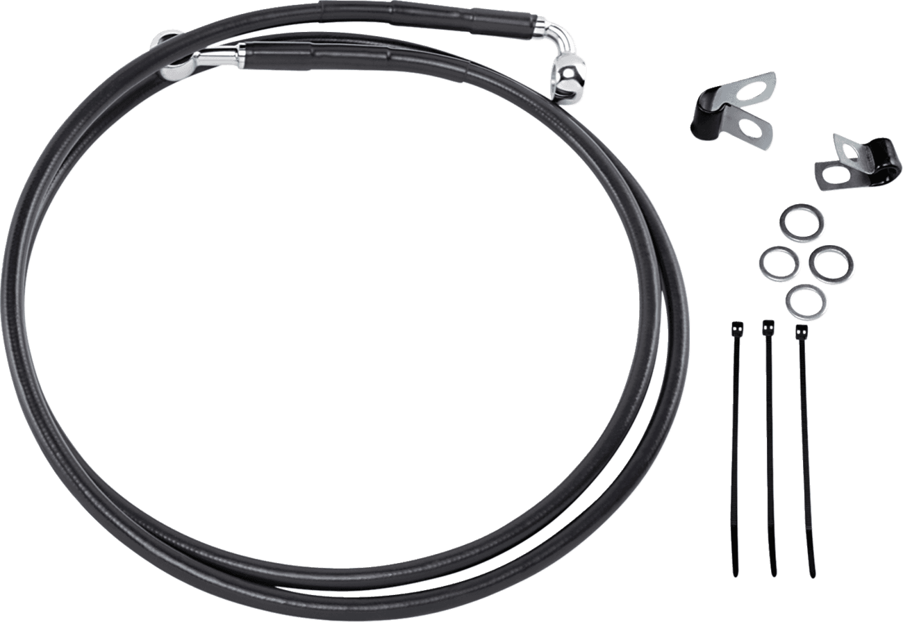 DRAG SPECIALTIES 1741-2585 Brake Line - Front - Black - +10"
