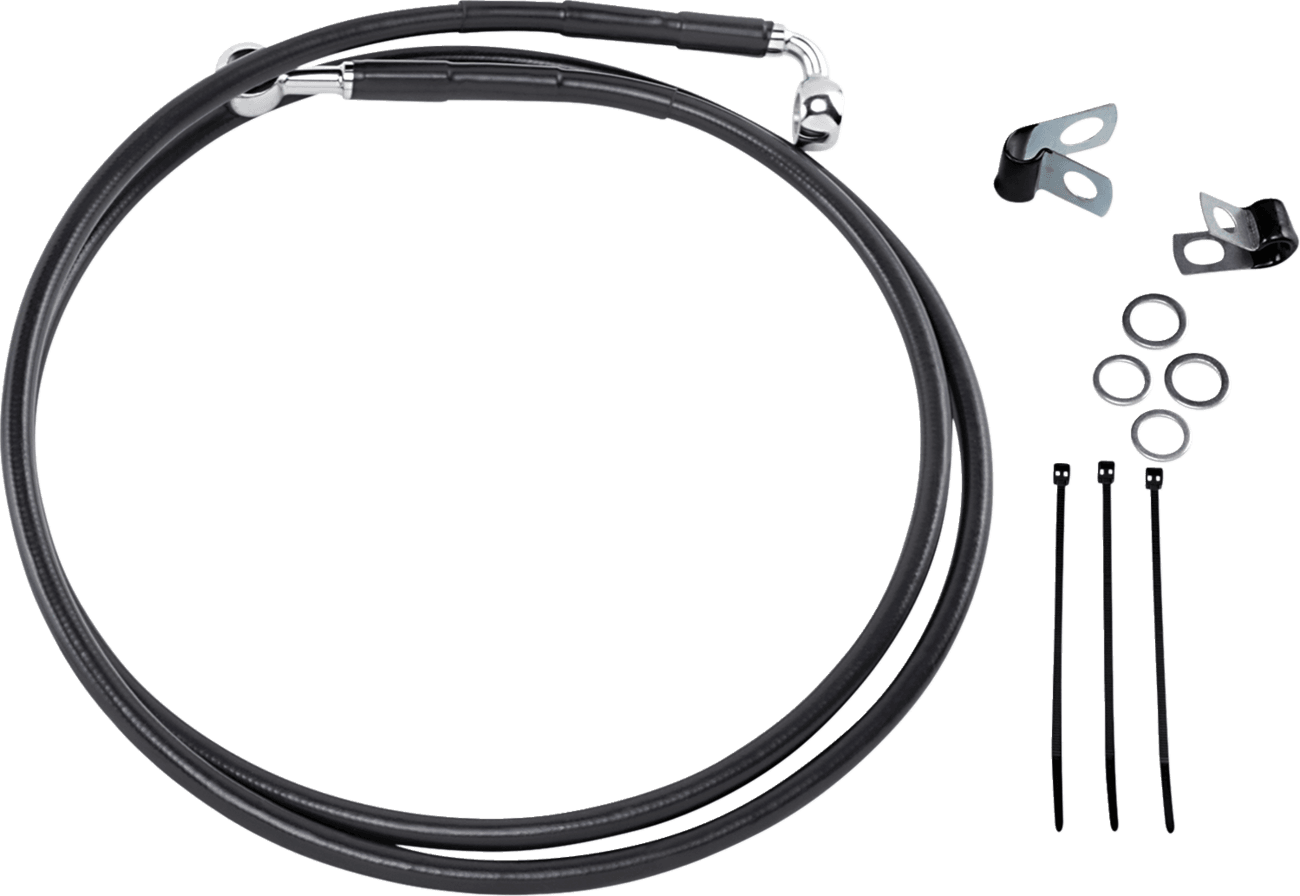DRAG SPECIALTIES 1741-2585 Brake Line - Front - Black - +10"