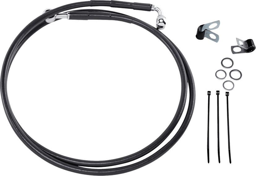 DRAG SPECIALTIES 1741-2585 Brake Line - Front - Black - +10"