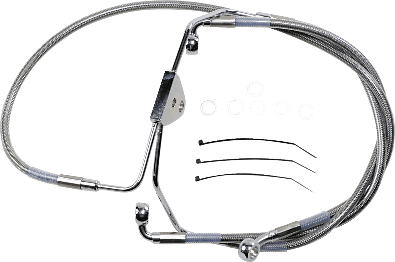 DRAG SPECIALTIES 1741-2625 Brake Line - Front - +4" - Touring - Stainless Steel