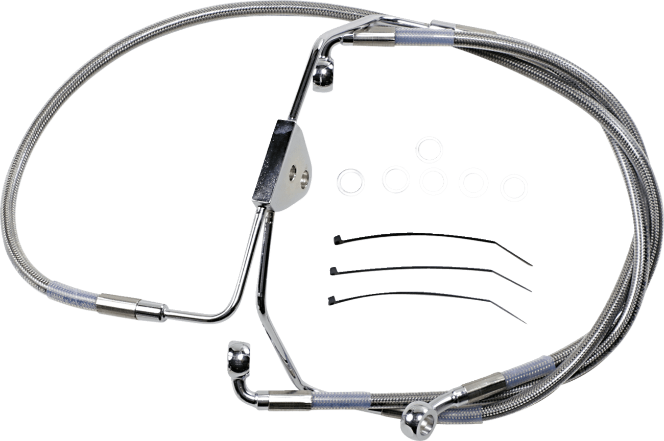 DRAG SPECIALTIES 1741-2625 Brake Line - Front - +4" - Touring - Stainless Steel