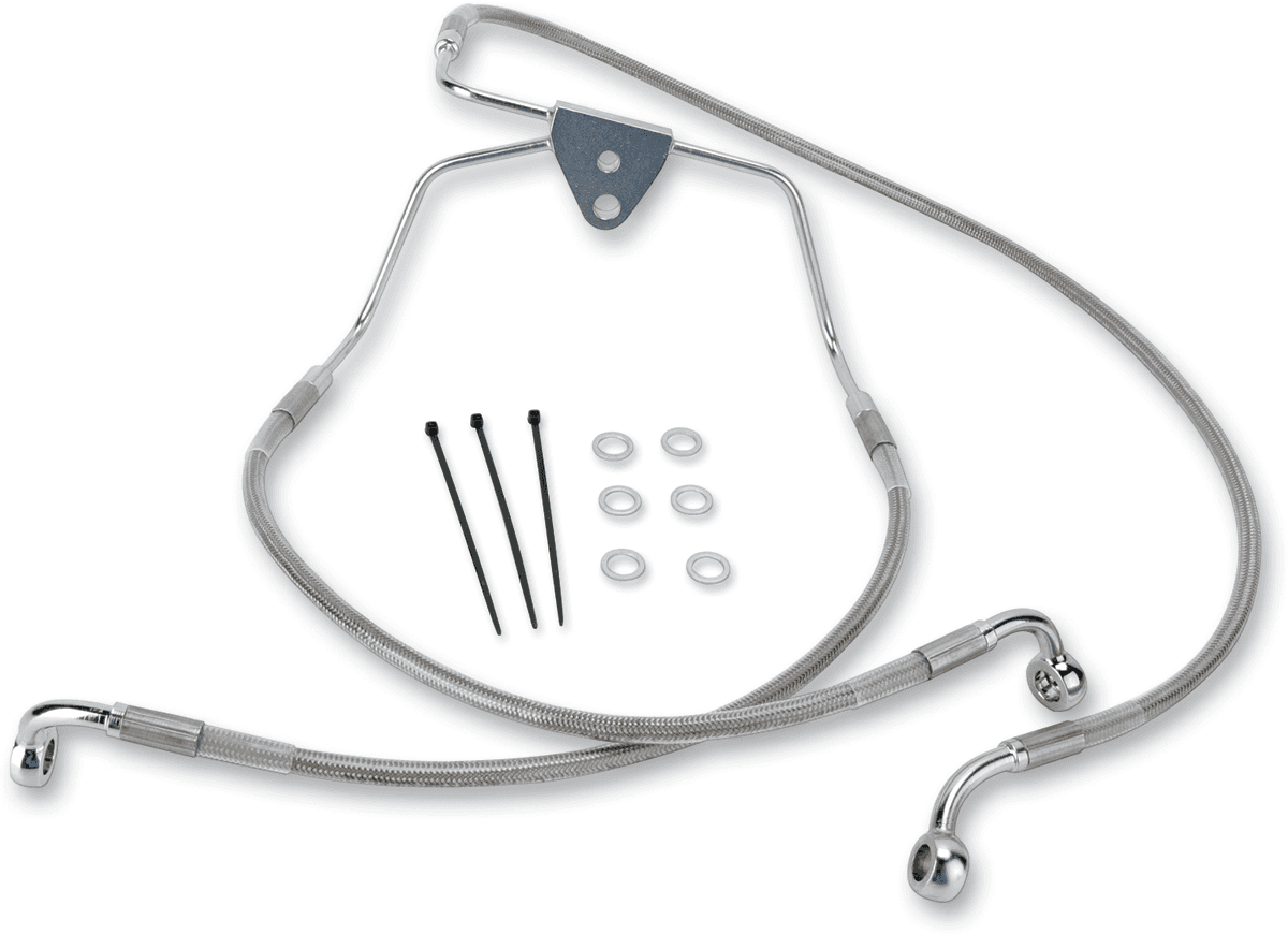 DRAG SPECIALTIES 1741-2629 Brake Line - Front - +2" - Touring - Stainless Steel