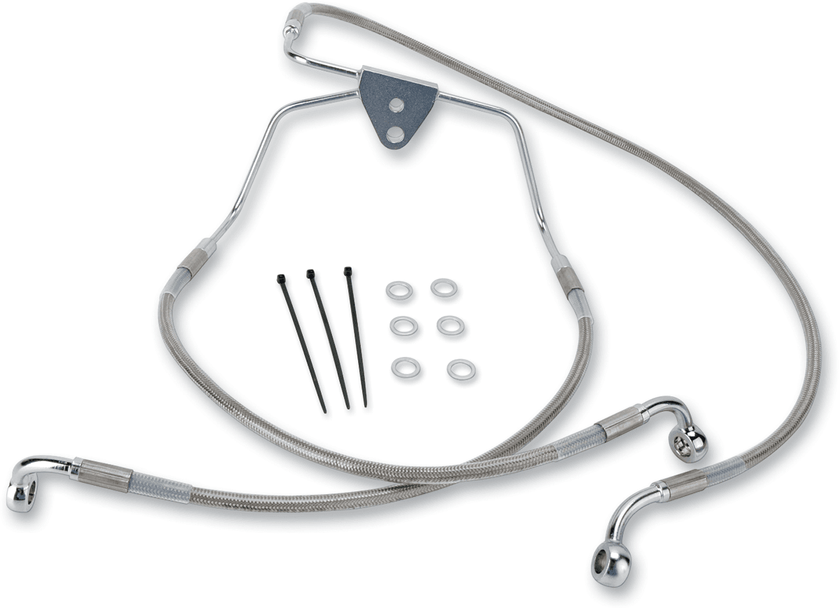 DRAG SPECIALTIES 1741-2629 Brake Line - Front - +2" - Touring - Stainless Steel