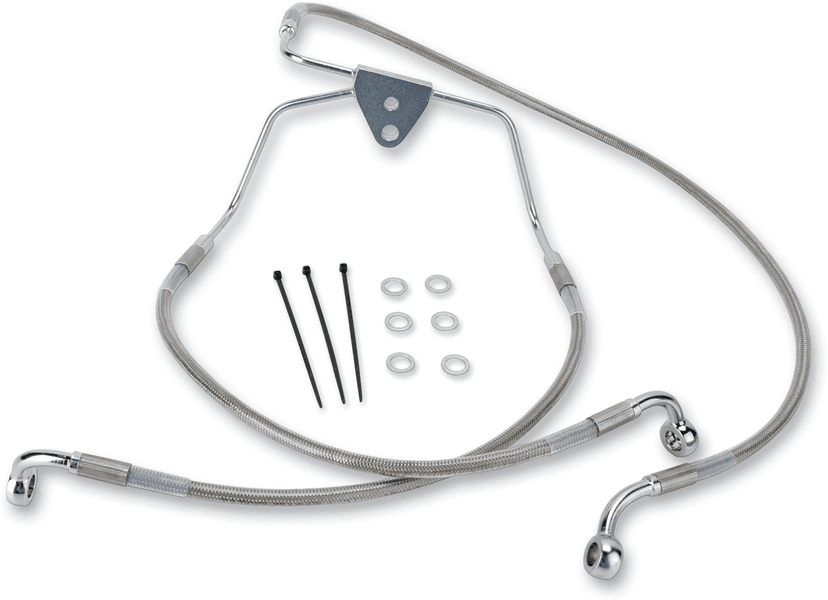 DRAG SPECIALTIES 1741-2629 Brake Line - Front - +2" - Touring - Stainless Steel — image 1 of 2