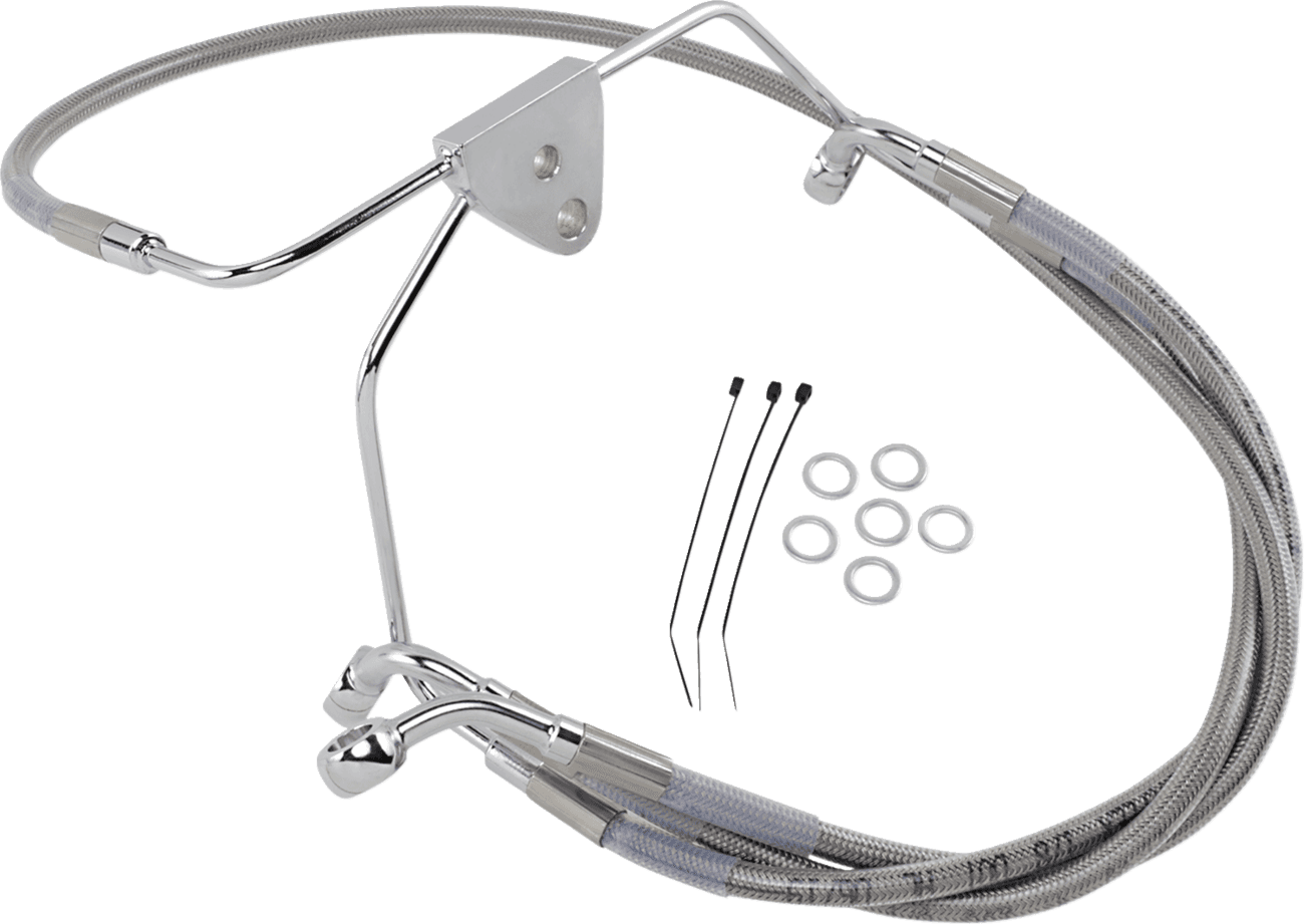 DRAG SPECIALTIES 1741-2630 Brake Line - Front - +4" - Touring - Stainless Steel