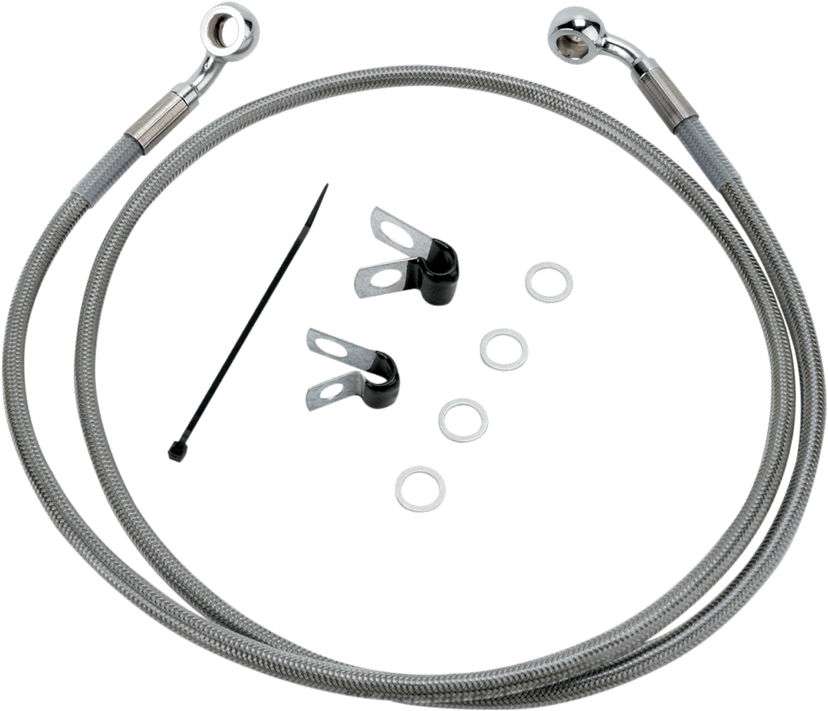 DRAG SPECIALTIES 1741-2640 Brake Line - Front - +4" - Stainless Steel - XL