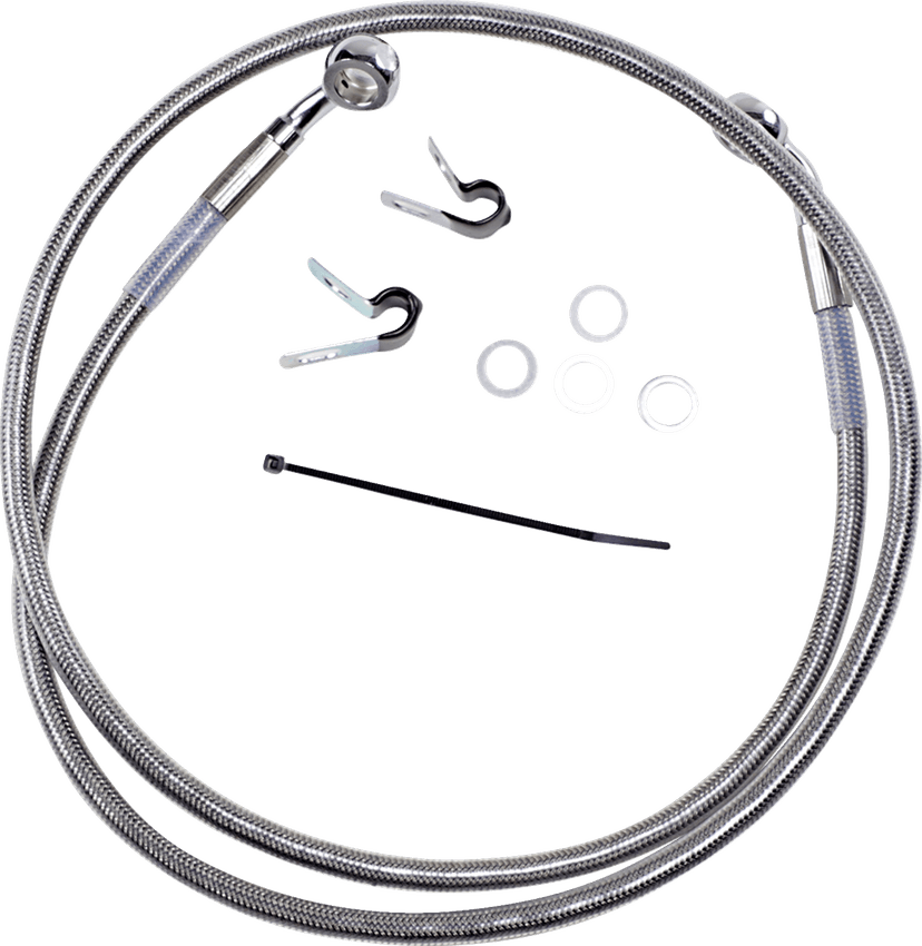 DRAG SPECIALTIES 1741-2645 Brake Line - Front - +4" - Stainless Steel - XL