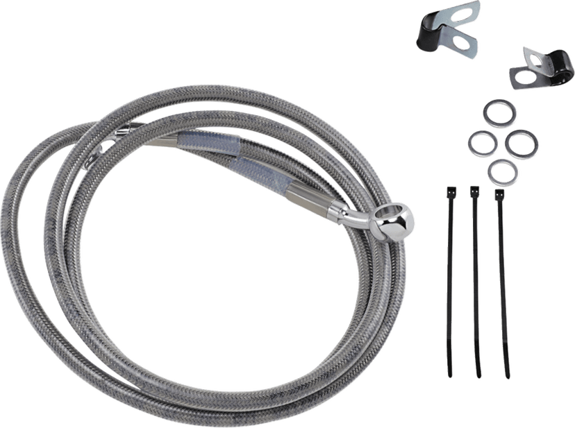 DRAG SPECIALTIES 1741-2674 Brake Line - Front - +10" - Stainless Steel