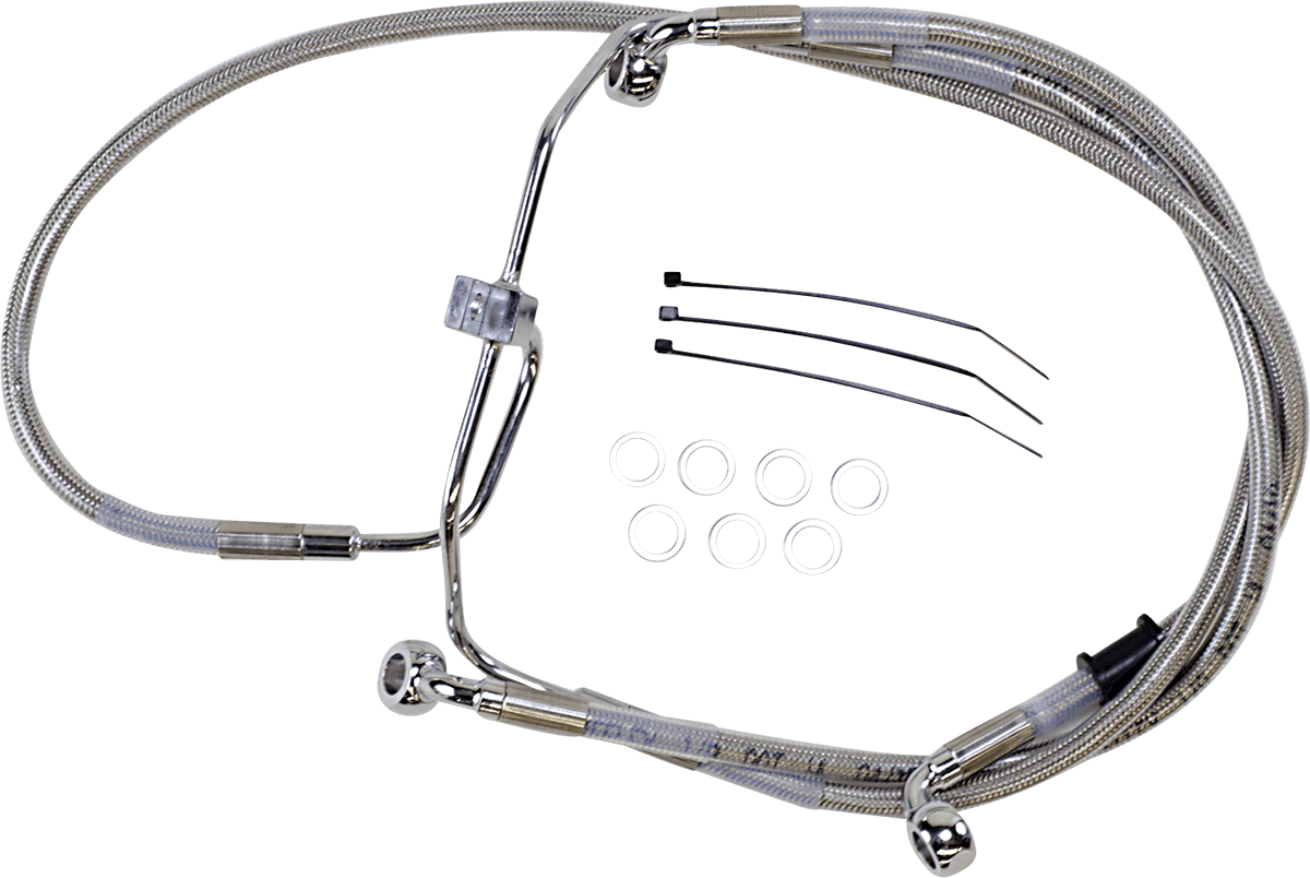 DRAG SPECIALTIES 1741-2904 Brake Line - +8" - Stainless Steel - FXDF '08-'17