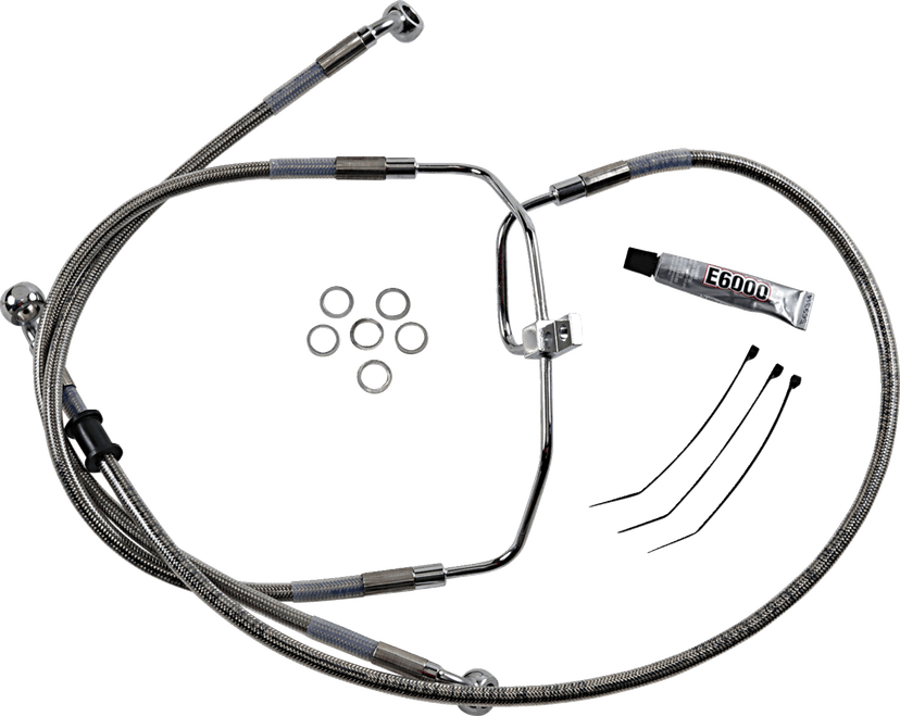 DRAG SPECIALTIES 1741-2905 Brake Line - +10" - Stainless Steel - FXDF '08-'17