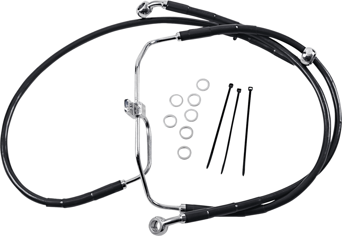DRAG SPECIALTIES 1741-2908 Brake Line - Front - Black - +4" - FXDF '08-'17