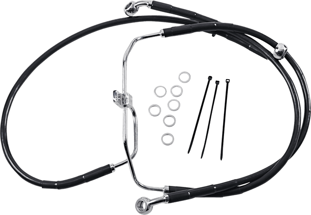 DRAG SPECIALTIES 1741-2908 Brake Line - Front - Black - +4" - FXDF '08-'17
