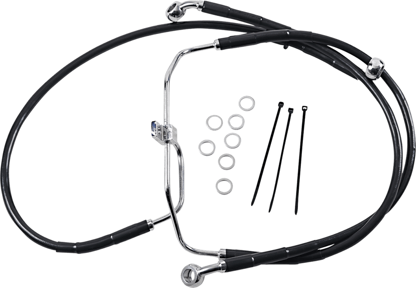 DRAG SPECIALTIES 1741-2908 Brake Line - Front - Black - +4" - FXDF '08-'17