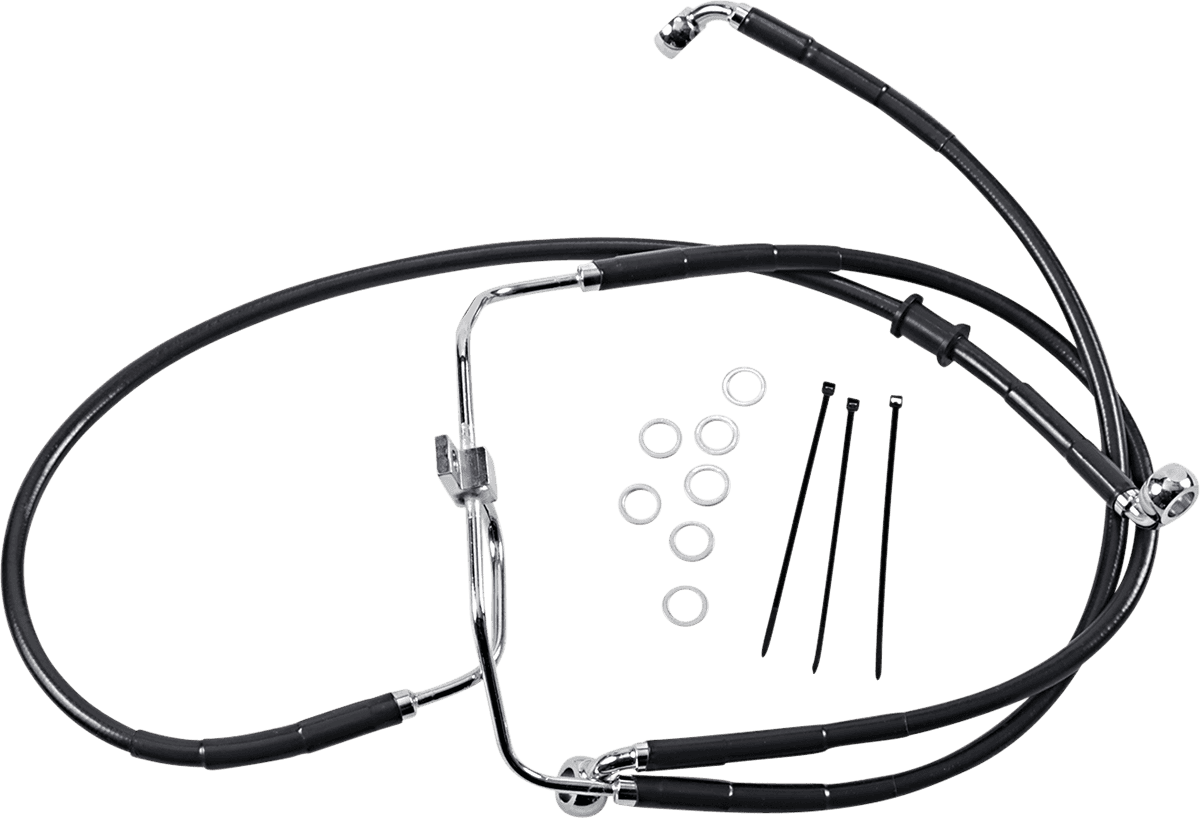 DRAG SPECIALTIES 1741-2909 Brake Line - Front - Black - +6" - FXDF '08-'17