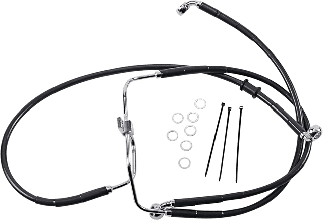 DRAG SPECIALTIES 1741-2909 Brake Line - Front - Black - +6" - FXDF '08-'17