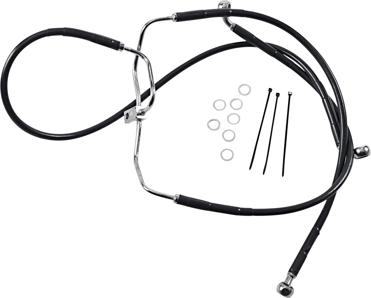 DRAG SPECIALTIES 1741-2910 Brake Line - Front - Black - +8" - FXDF '08-'17