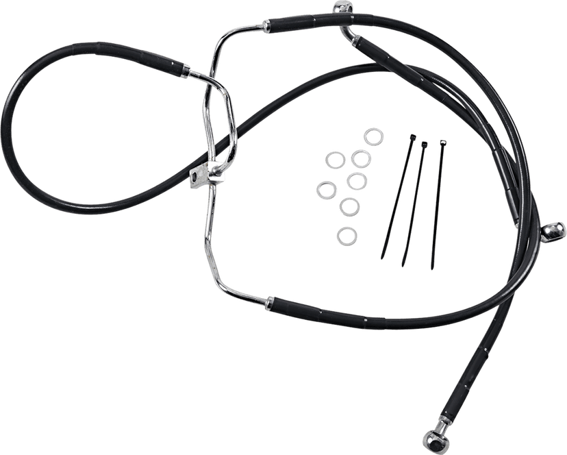 DRAG SPECIALTIES 1741-2910 Brake Line - Front - Black - +8" - FXDF '08-'17