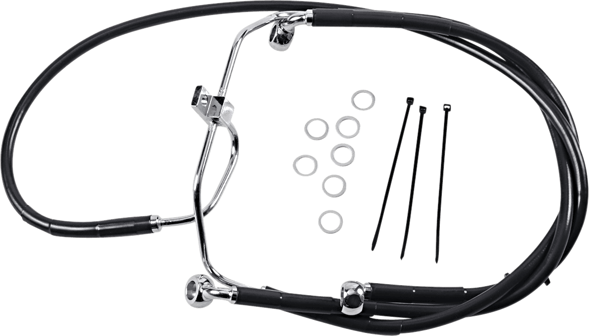 DRAG SPECIALTIES 1741-2911 Brake Line - Front - Black - +10" - FXDF '08-'17