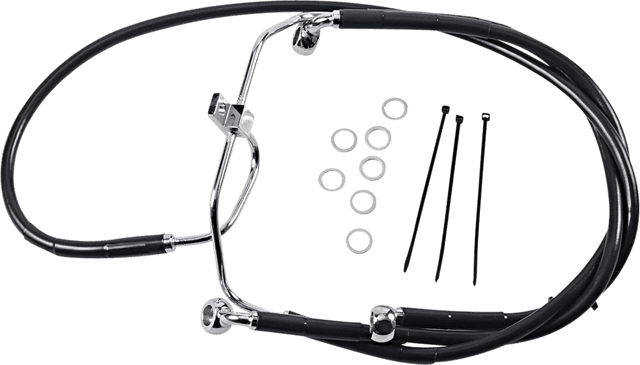 DRAG SPECIALTIES 1741-2911 Brake Line - Front - Black - +10" - FXDF '08-'17