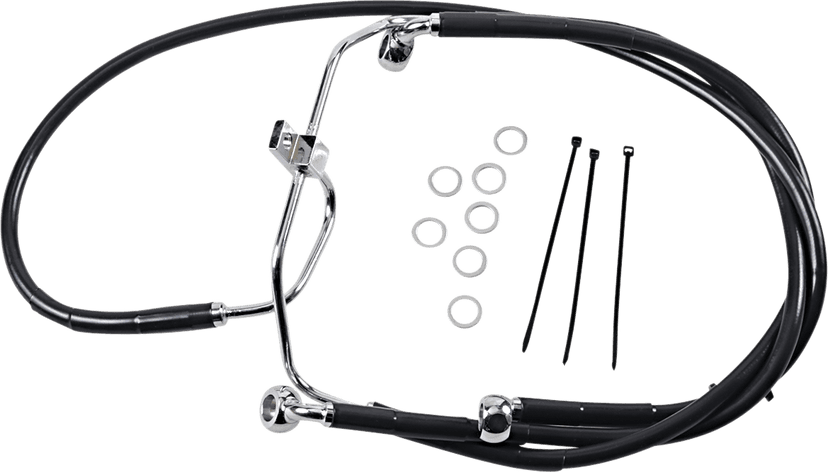 DRAG SPECIALTIES 1741-2911 Brake Line - Front - Black - +10" - FXDF '08-'17