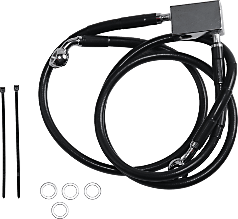 DRAG SPECIALTIES 1741-2952 Brake Line - Rear - Black - +3" - Softail '00-'03