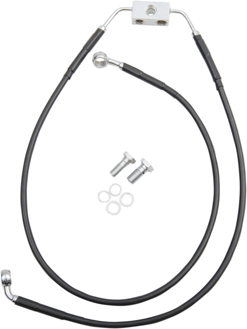DRAG SPECIALTIES 1741-3802 Brake Line - Front - Black - +4" - FXDB '12-'17
