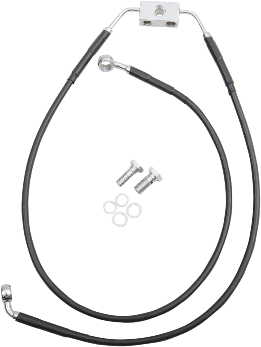 DRAG SPECIALTIES 1741-3804 Brake Line - Front - Black - +6" - FXDB '12-'17